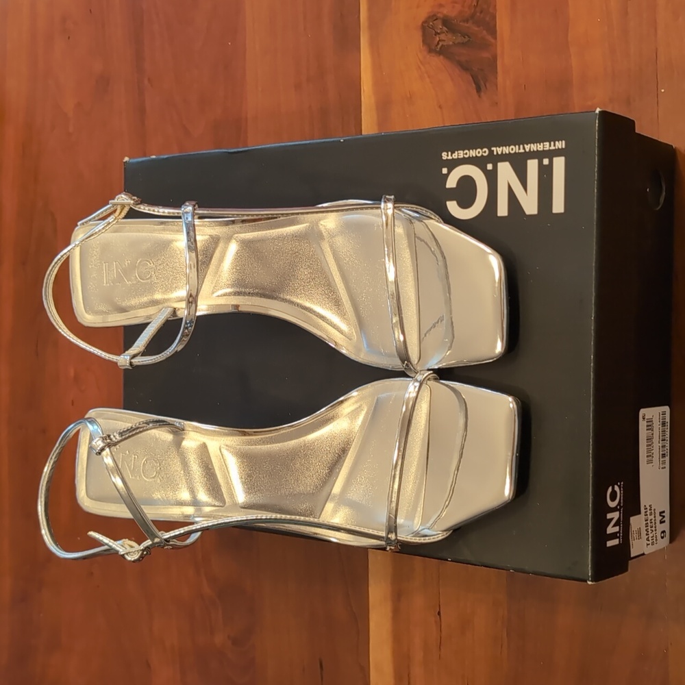 INC International Concepts Metallic Silver Sandals